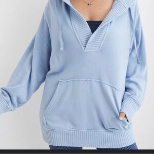 Aerie Blue Long Sleeve Oversized Sweatshirt